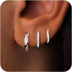 Gold Huggie Hoop Earrings Set for Women Dainty Small Sterling Silver Earrings